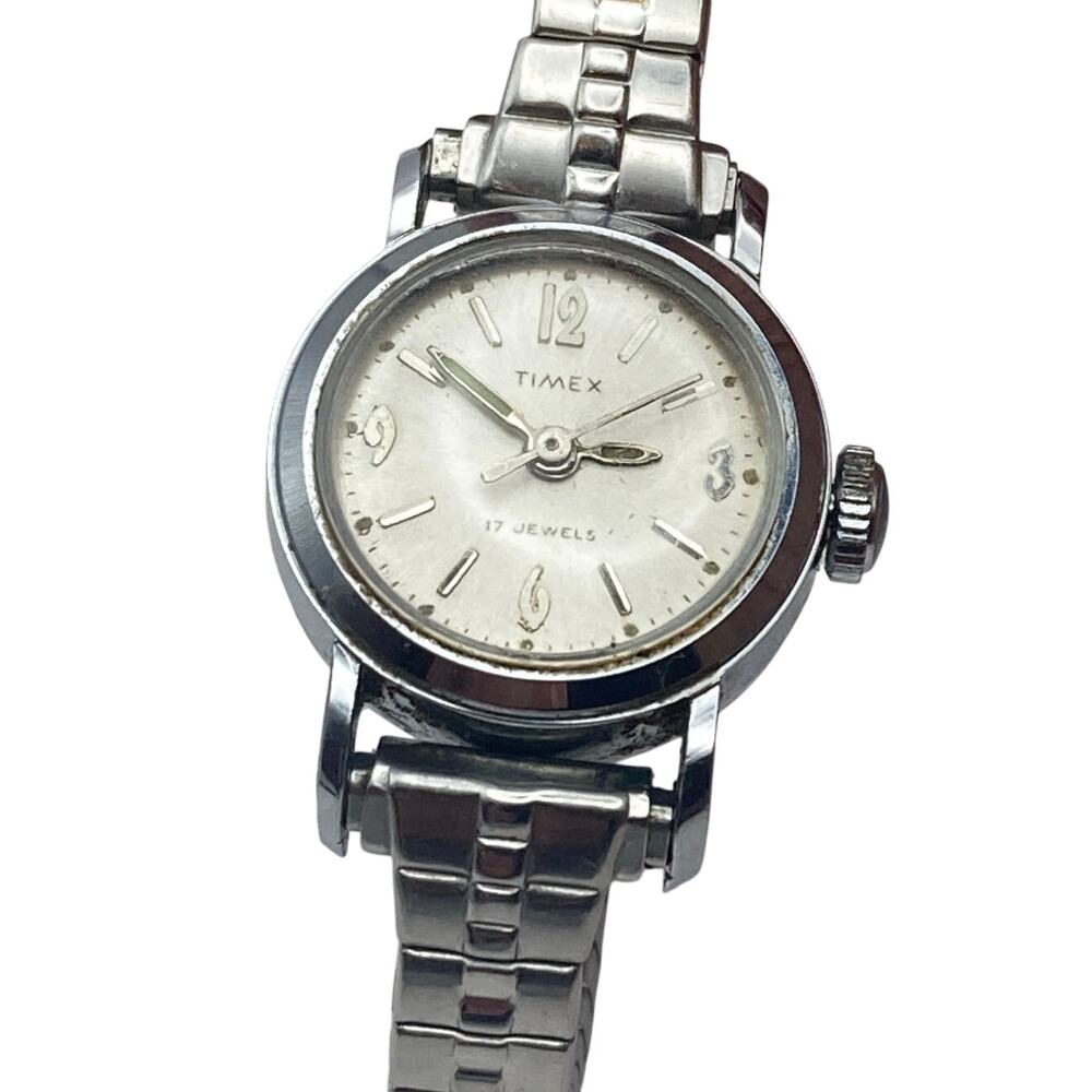 VTG Timex Mechanical Dress Cocktail Petite Women's Watch 19mm Stretch Band 17J